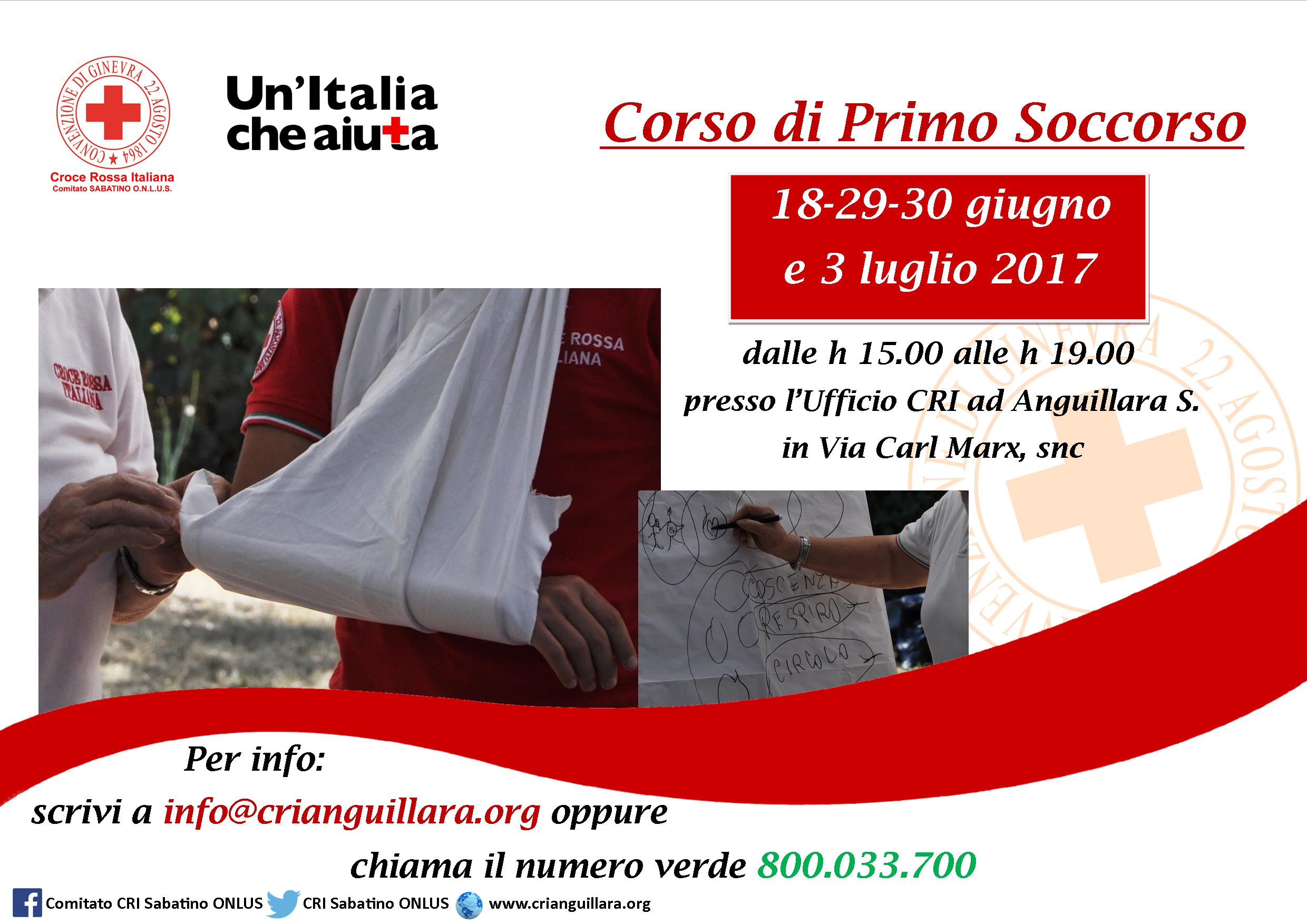 Corso Primo Soccorso 18 29 30 giugno 3 luglio Anguillara